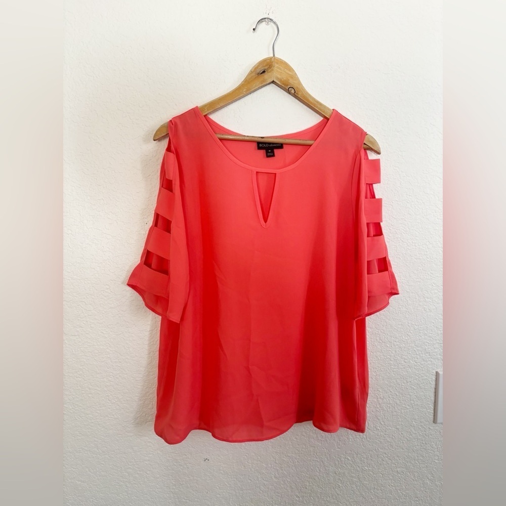 BOLD elements Coral Cutout Sleeve Blouse